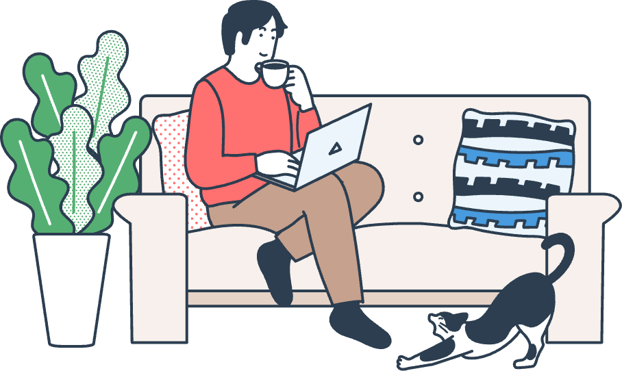 お茶を飲みながらくつろぐイメージイラスト