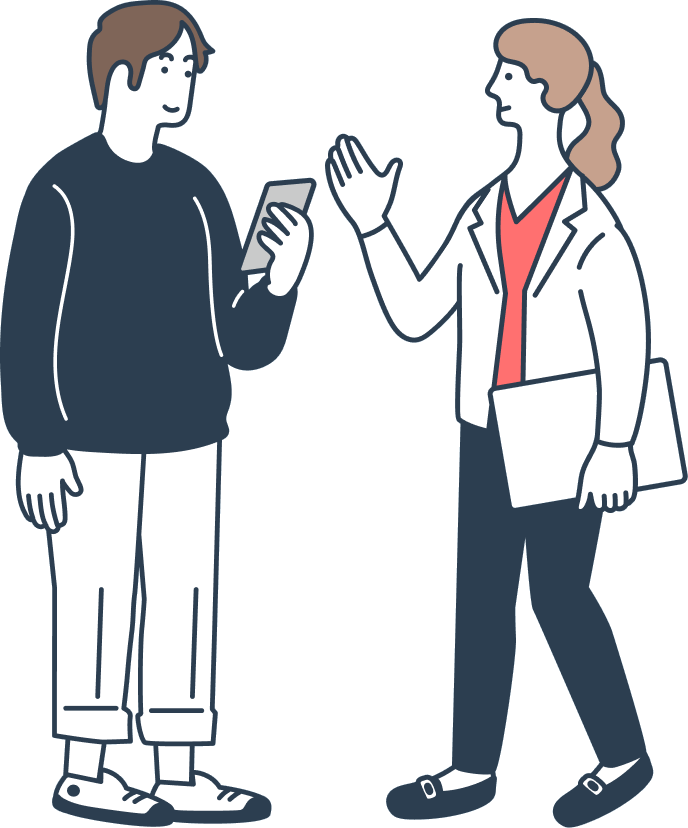 研修の内容について話し合うスタッフのイラスト